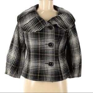 Mossimo Plaid Cropped Oversized Collar retro 60s glam day jacket medium